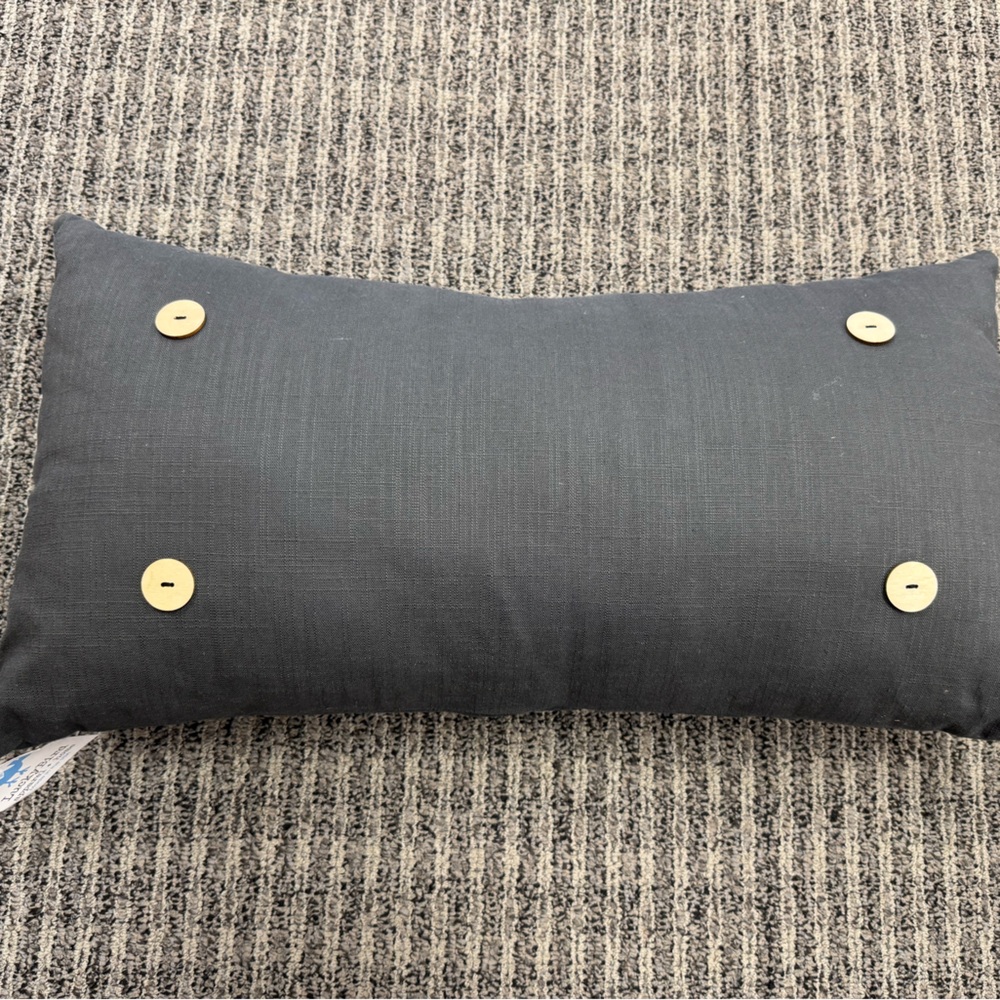 Lucky Bird Button Pillow - Lumbar Black NWT